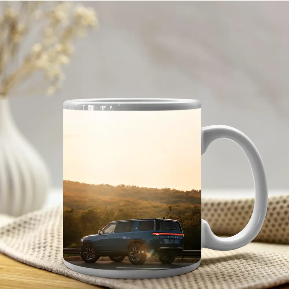 Rivian R1S SUV Golden Hour Road – Mugs
