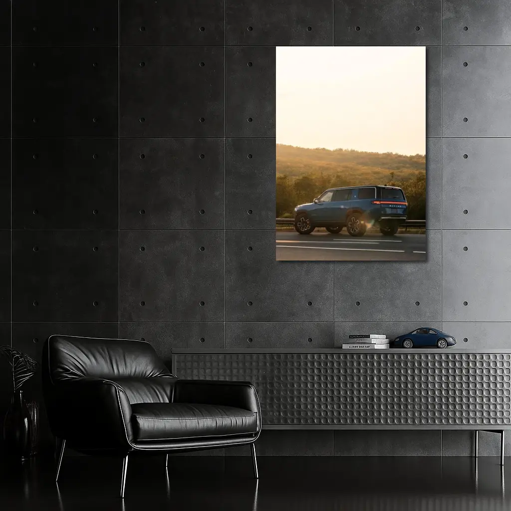 Rivian R1S SUV Golden Hour Road – Wall Art