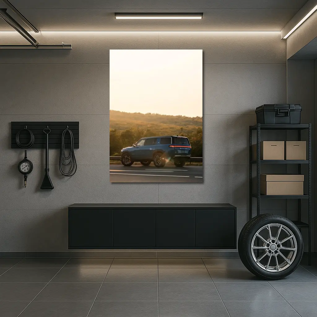 Rivian R1S SUV Golden Hour Road – Wall Art