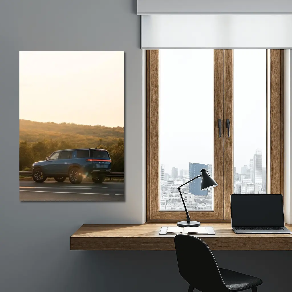 Rivian R1S SUV Golden Hour Road – Wall Art