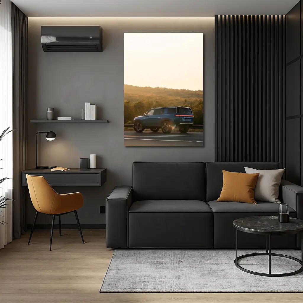 Rivian R1S SUV Golden Hour Road – Wall Art