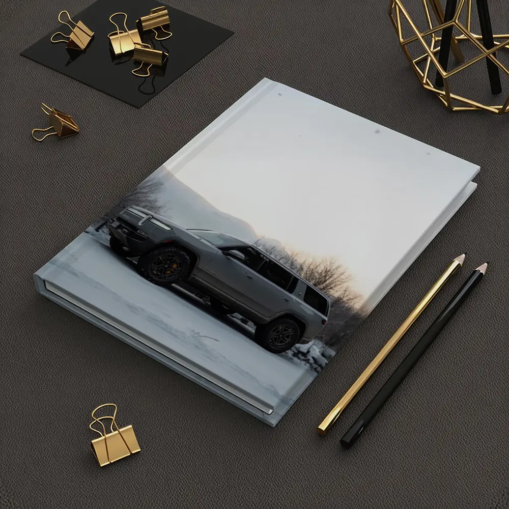Rivian R1S SUV Parked in Winter Snow – Notebooks