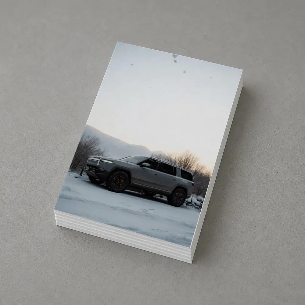 Rivian R1S SUV Parked in Winter Snow – Postcards