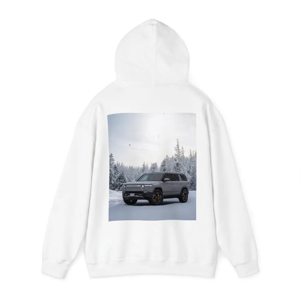Rivian R1S SUV Snowy Winter Forest – Hoodies