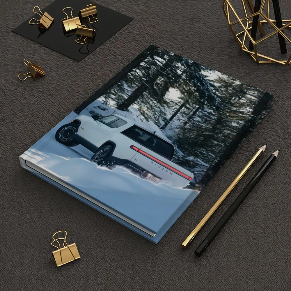 Rivian R1S White Truck Snowy Forest – Notebooks
