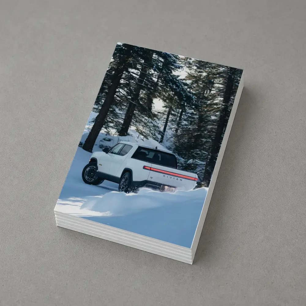 Rivian R1S White Truck Snowy Forest – Postcards