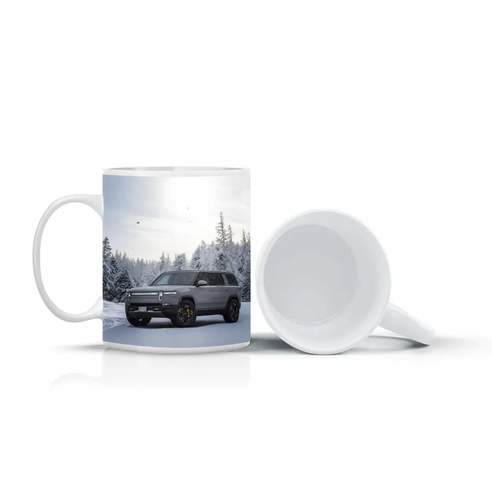 Rivian R1S SUV Snowy Winter Forest – Mugs
