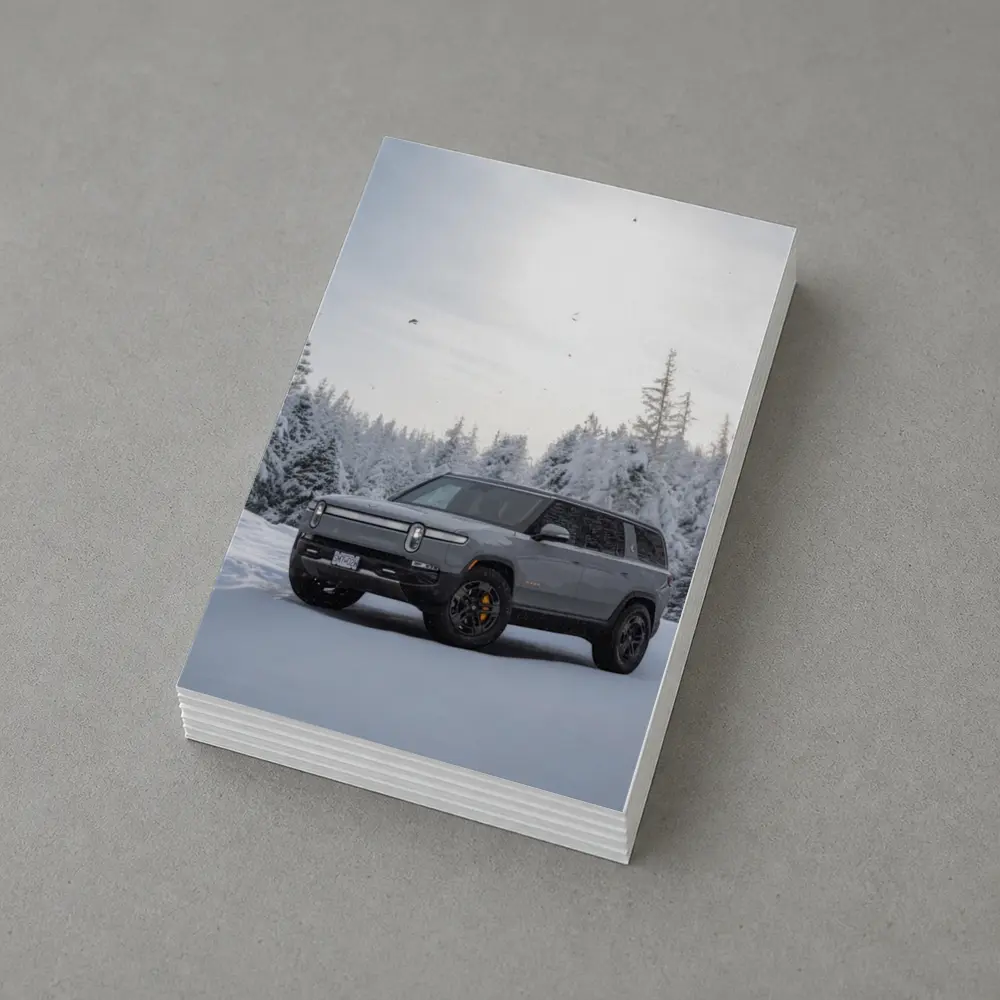 Rivian R1S SUV Snowy Winter Forest – Postcards