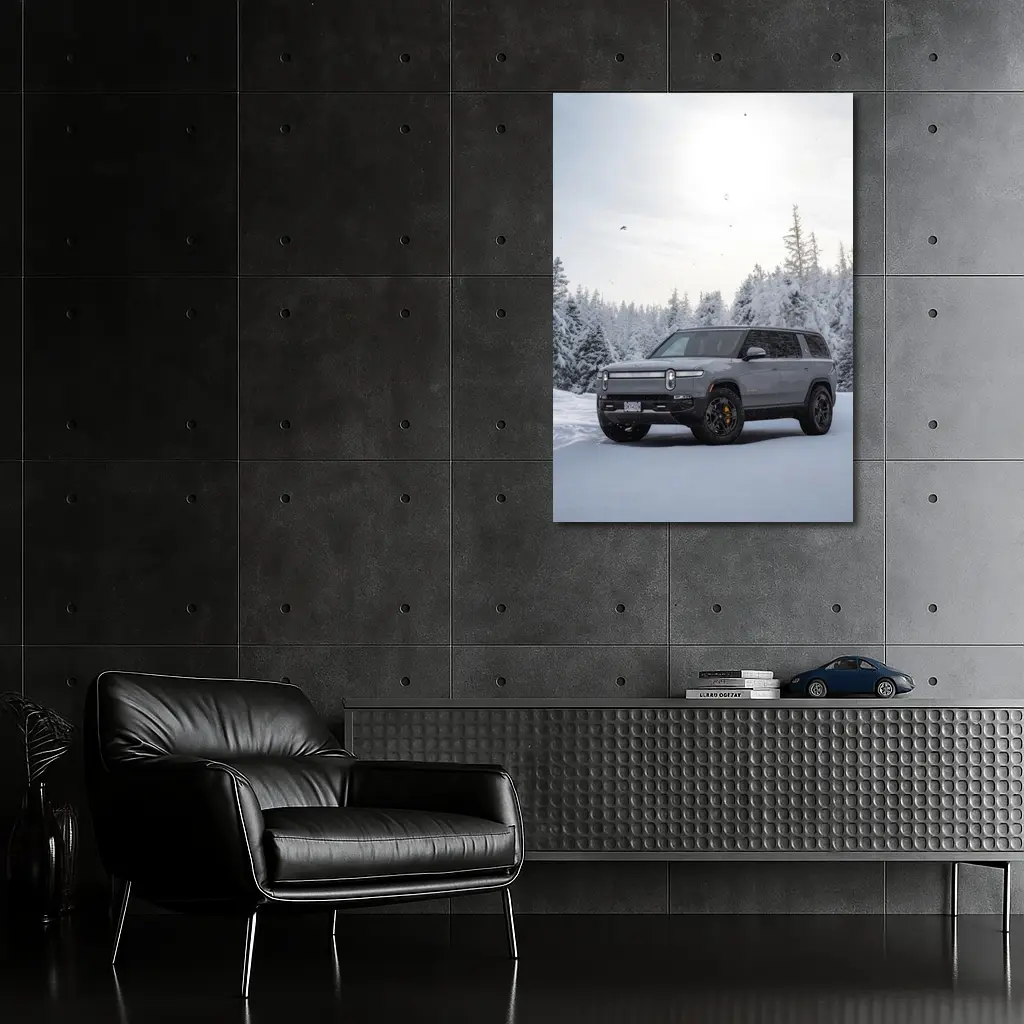 Rivian R1S SUV Snowy Winter Forest – Wall Art