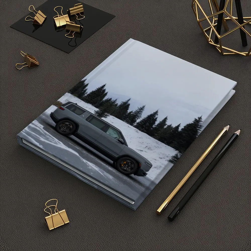 Rivian R1S Gray SUV Snowy Mountain Forest – Notebooks