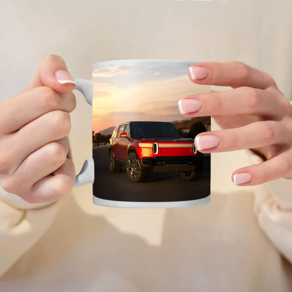 Rivian R1S Red SUV Sunset Sky – Mugs
