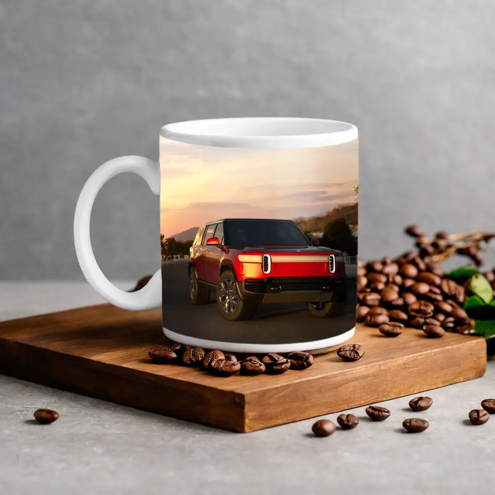 Rivian R1S Red SUV Sunset Sky – Mugs