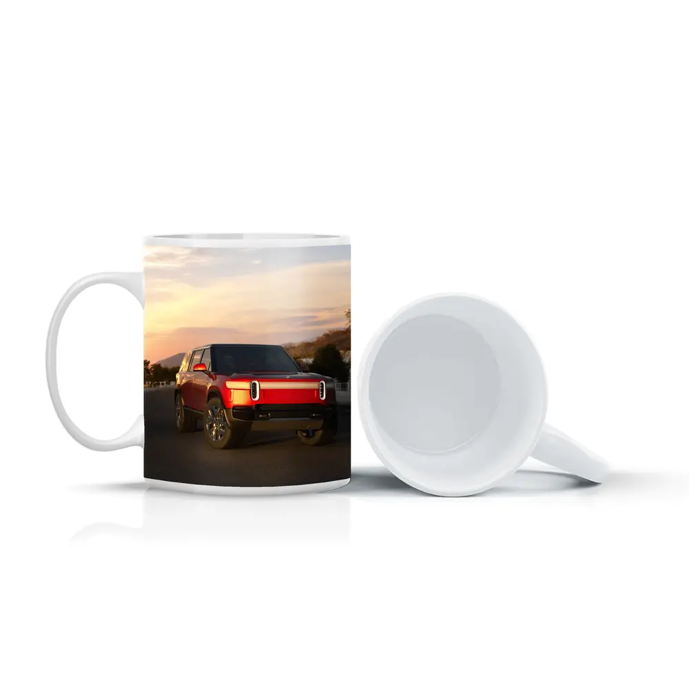 Rivian R1S Red SUV Sunset Sky – Mugs
