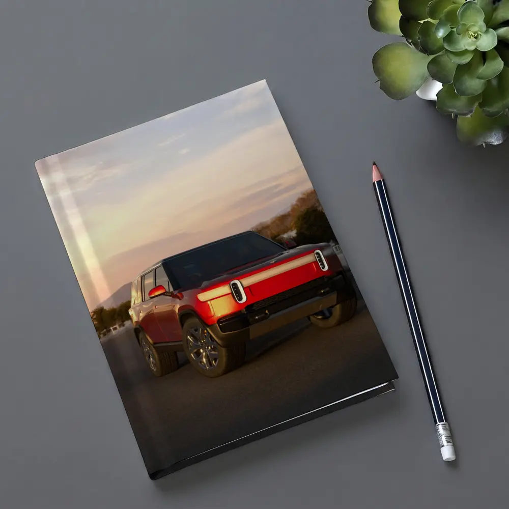 Rivian R1S Red SUV Sunset Sky – Notebooks