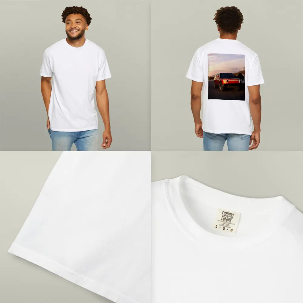 Rivian R1S Red SUV Sunset Sky – T-Shirts