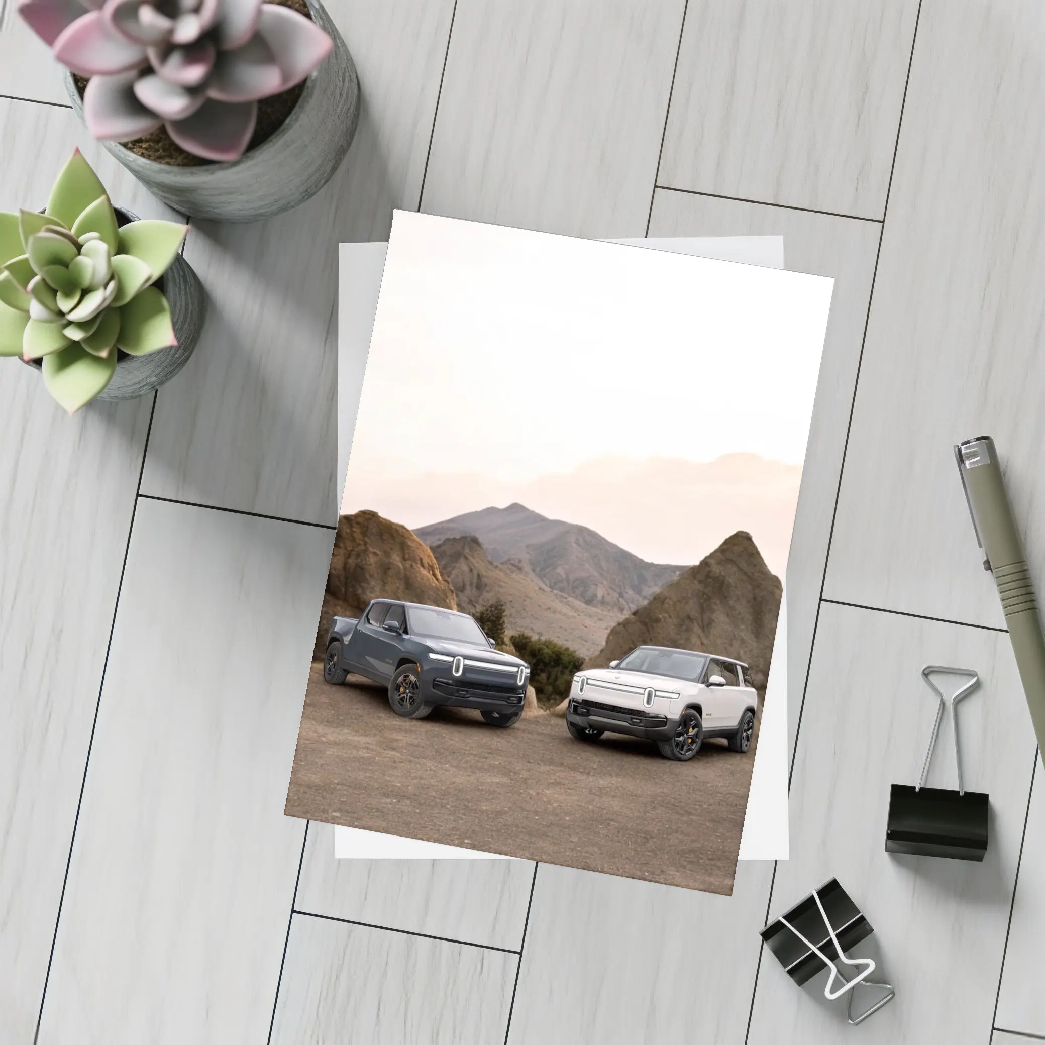 Rivian R1T R1S Desert Mountain Backdrop – Postcards