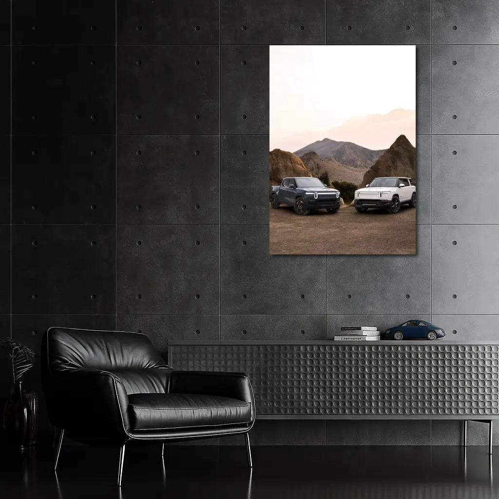 Rivian R1T R1S Desert Mountain Backdrop – Wall Art