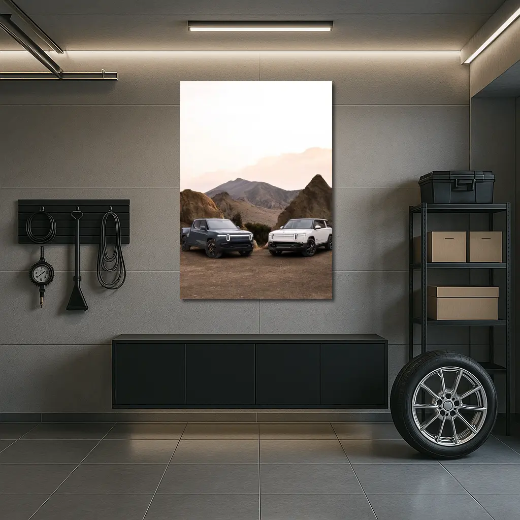 Rivian R1T R1S Desert Mountain Backdrop – Wall Art