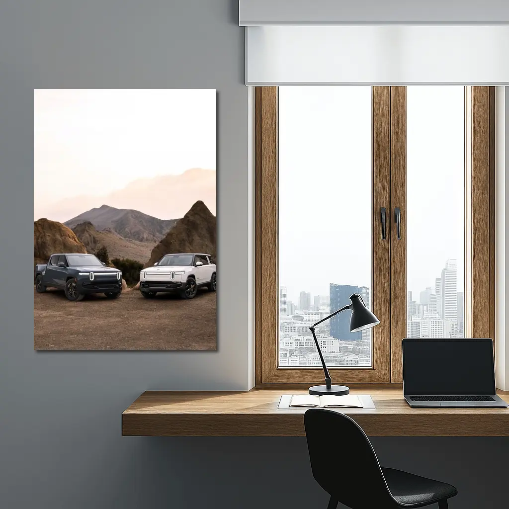 Rivian R1T R1S Desert Mountain Backdrop – Wall Art