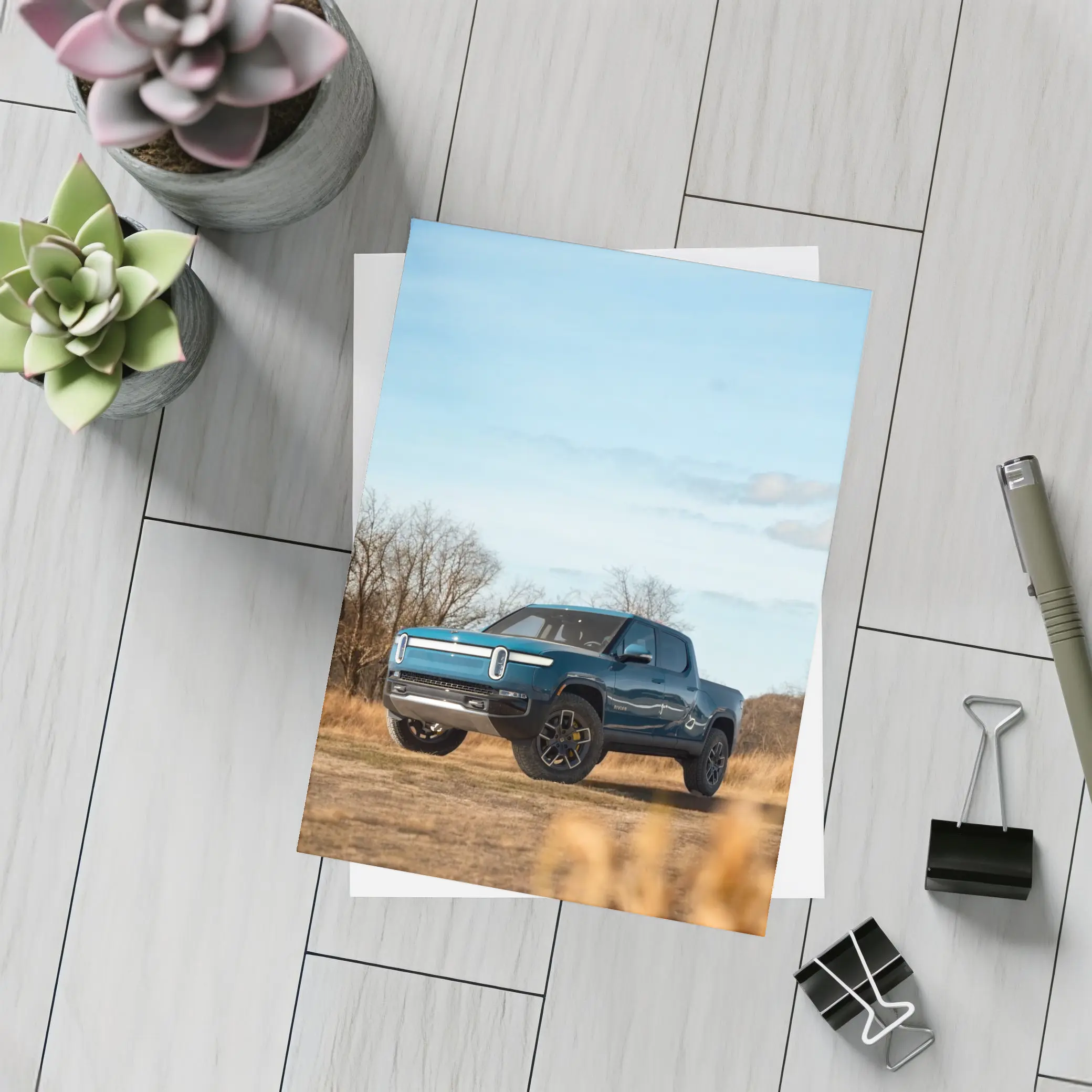 Rivian R1T Electric Truck Open Field – Postcards
