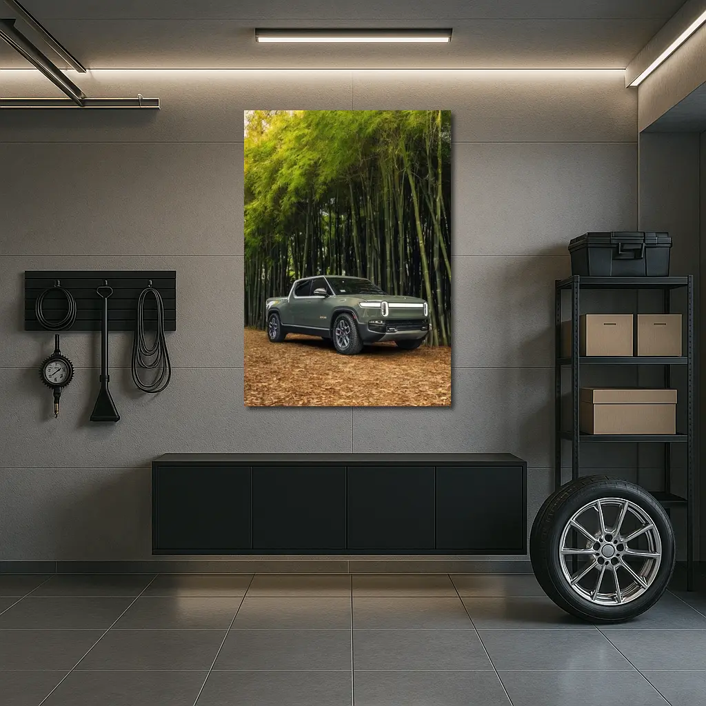 Rivian R1T Truck Bamboo Forest Green – Wall Art