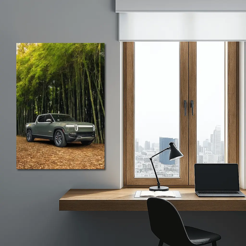 Rivian R1T Truck Bamboo Forest Green – Wall Art