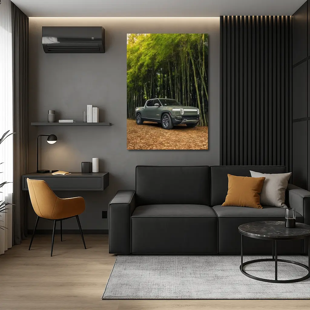 Rivian R1T Truck Bamboo Forest Green – Wall Art