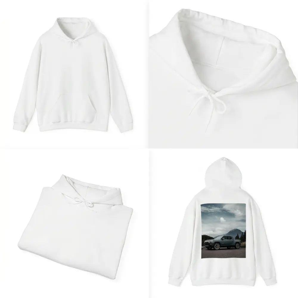 Rivian R1T Truck Mountain Cloudy Sky – Hoodies