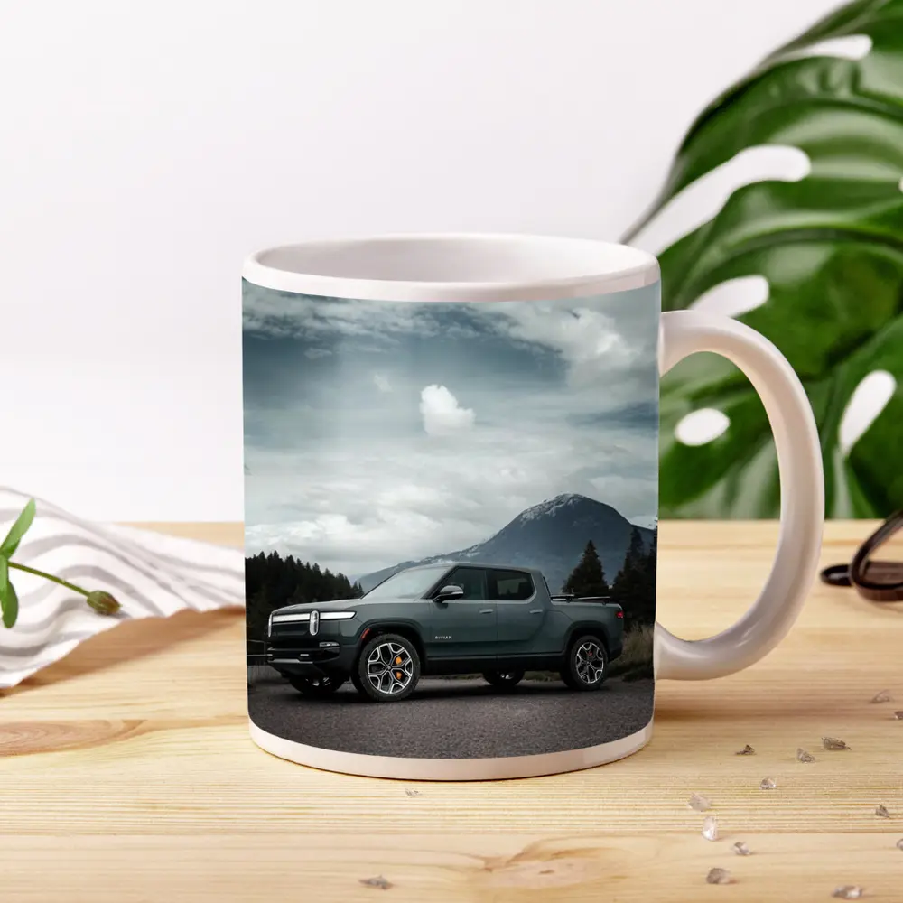 Rivian R1T Truck Mountain Cloudy Sky – Mugs