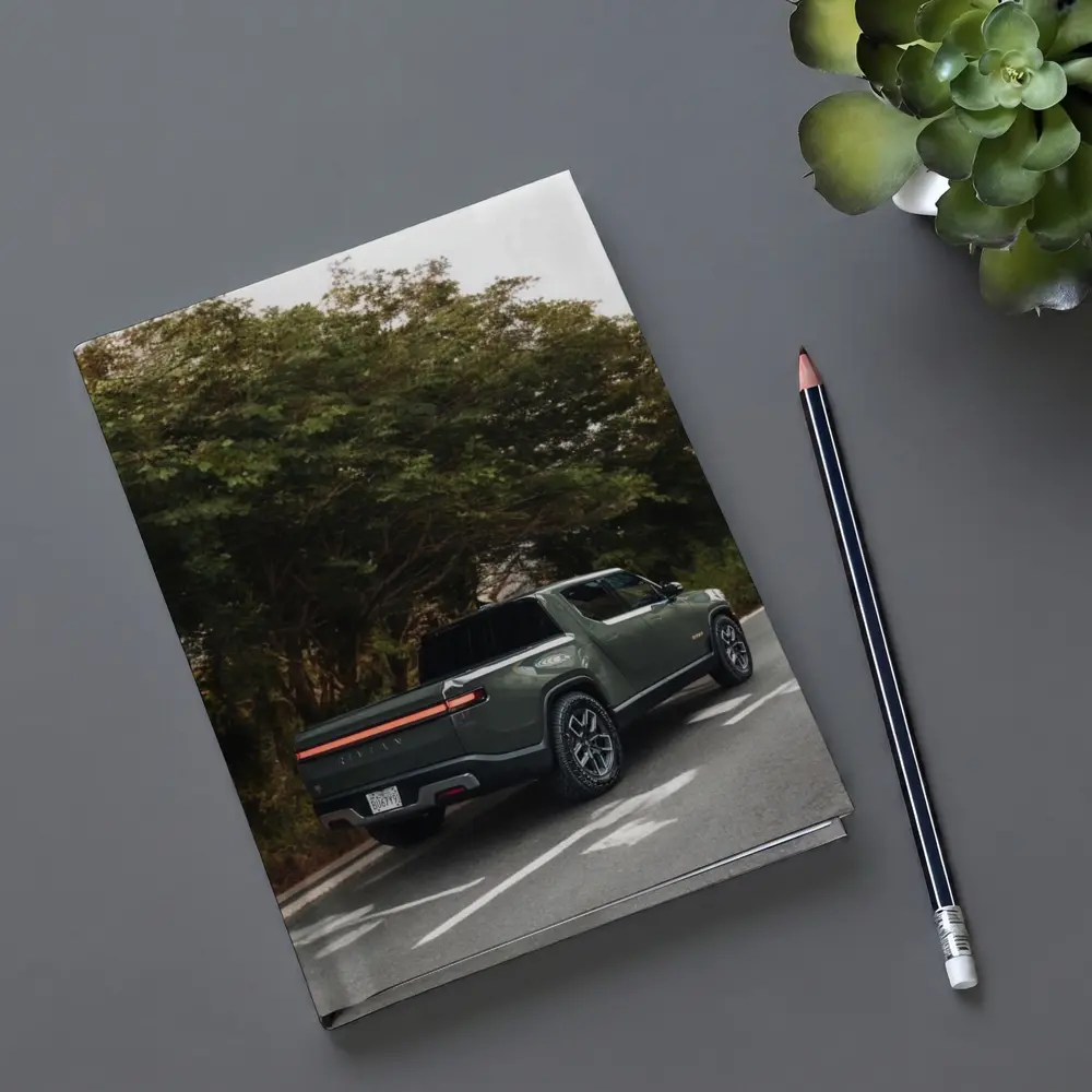 Rivian R1T Truck on Forest Road – Notebooks