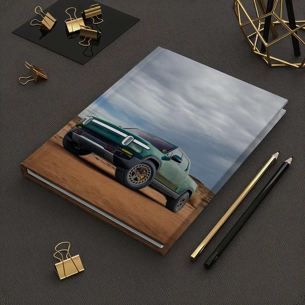 Rivian R1T Green Truck Desert Landscape – Notebooks
