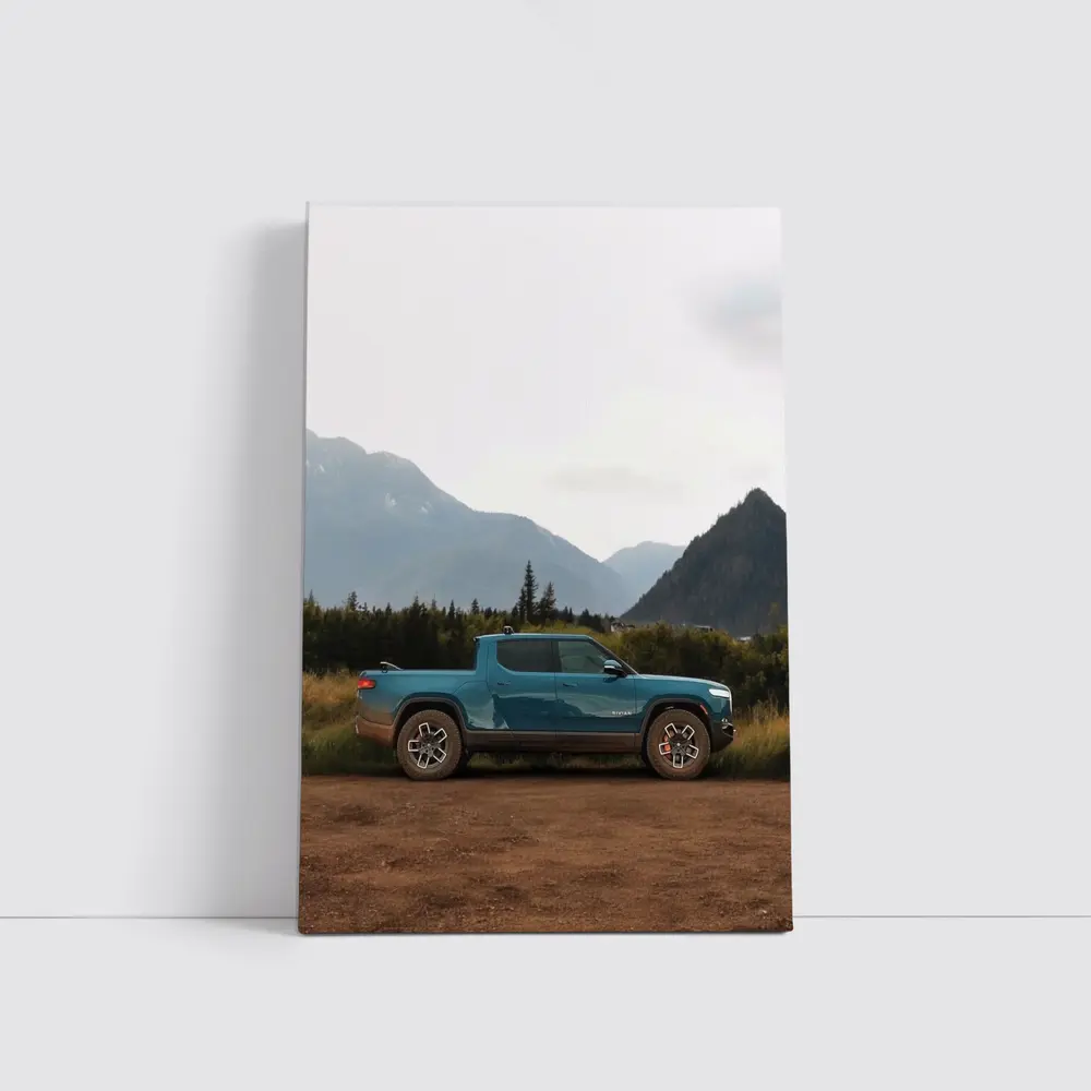 Rivian R1T Truck Mountain Valley Landscape – Wall Art