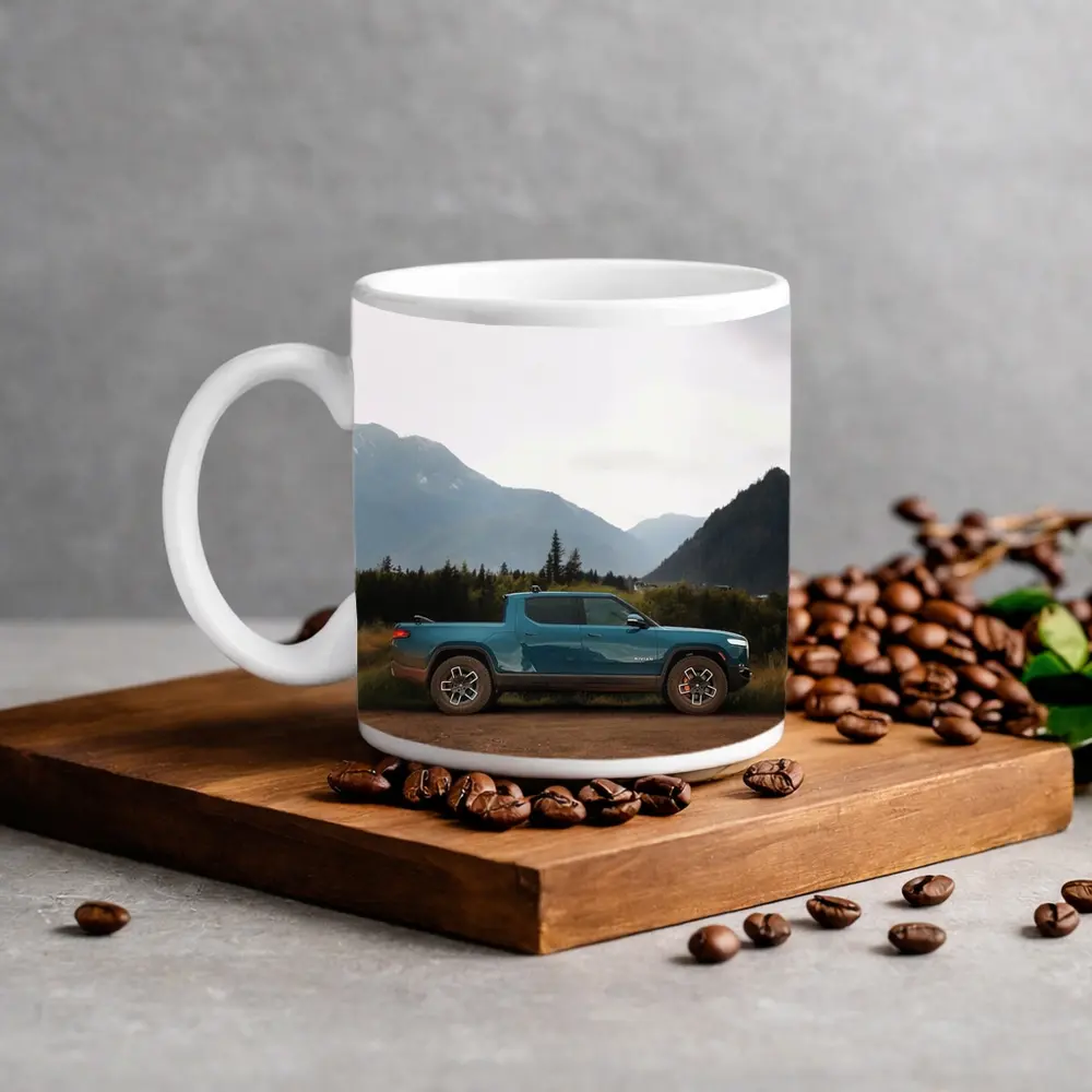 Rivian R1T Truck Mountain Valley Landscape – Mugs