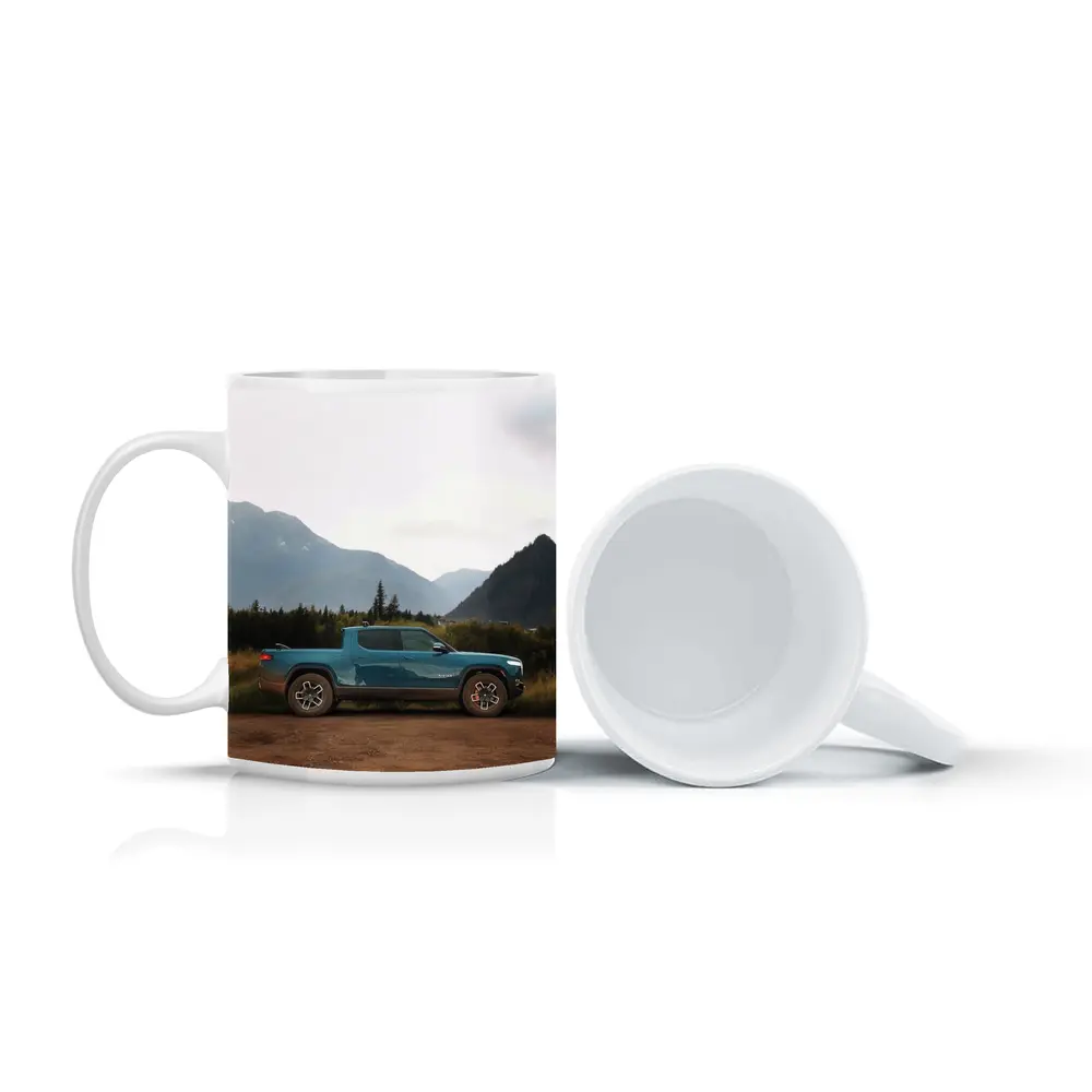 Rivian R1T Truck Mountain Valley Landscape – Mugs