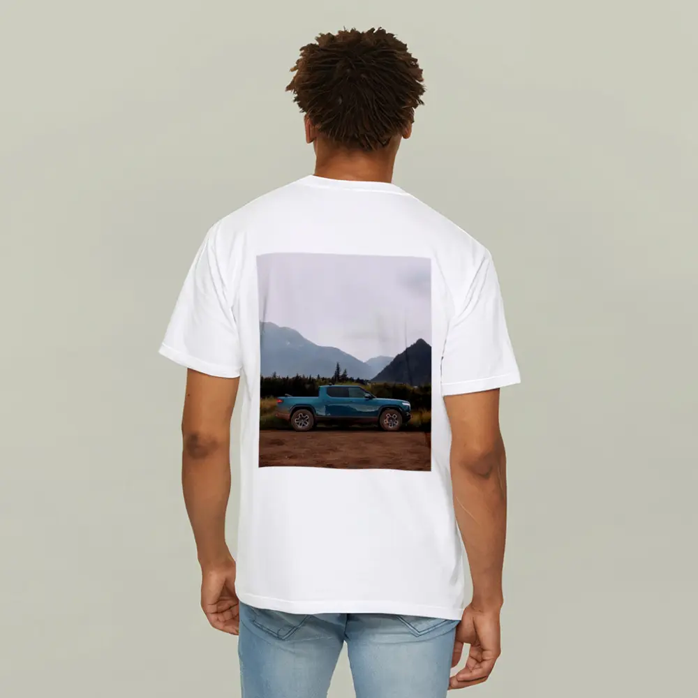 Rivian R1T Truck Mountain Valley Landscape – T-Shirts