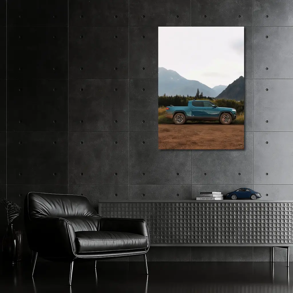 Rivian R1T Truck Mountain Valley Landscape – Wall Art