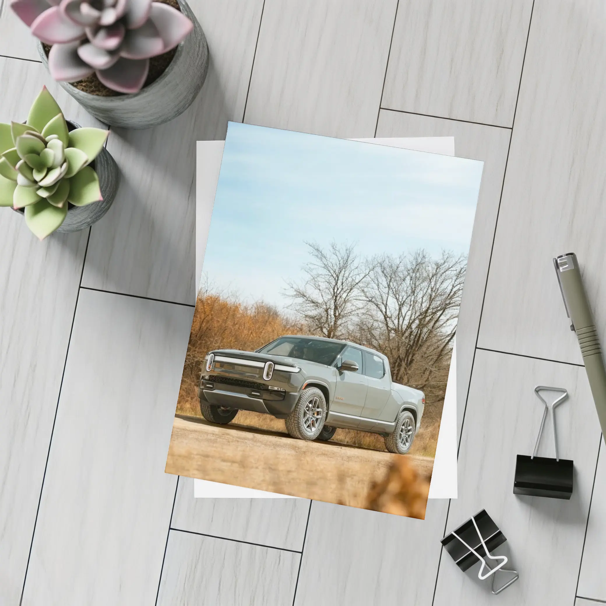 Rivian R1T Truck Autumn Bare Trees – Postcards