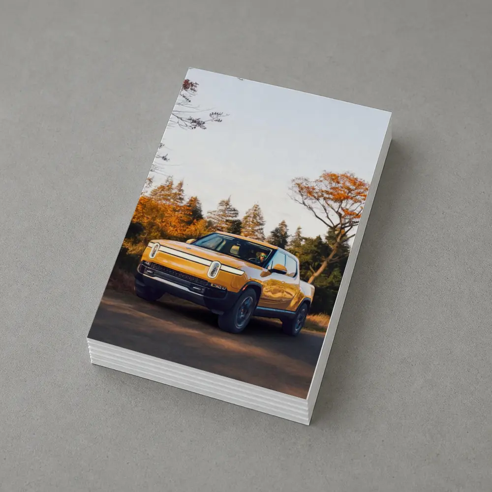 Rivian R1T Electric Truck Autumn Forest Setting – Postcards