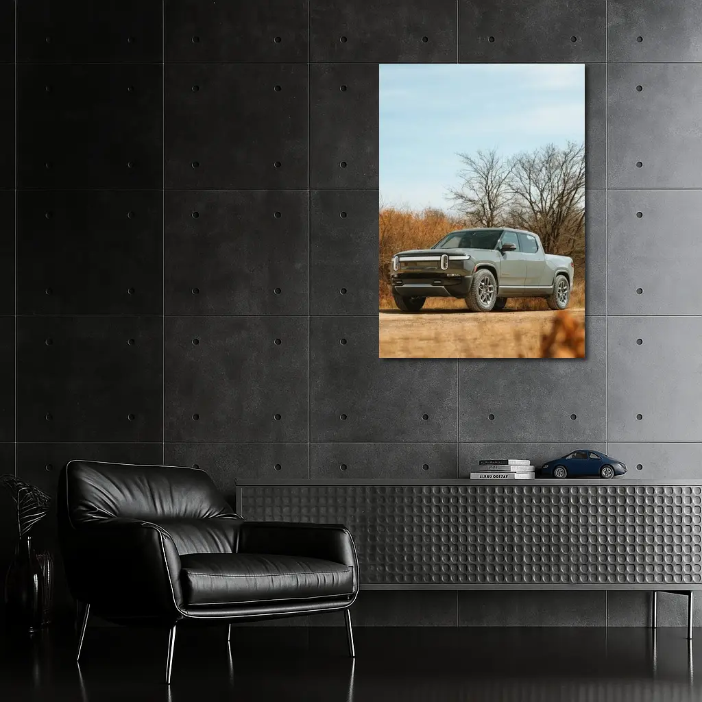 Rivian R1T Truck Autumn Bare Trees – Wall Art