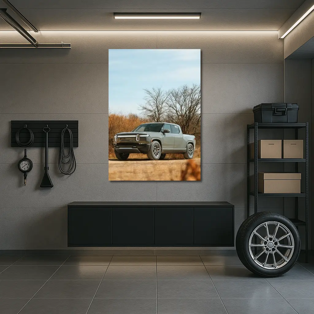 Rivian R1T Truck Autumn Bare Trees – Wall Art