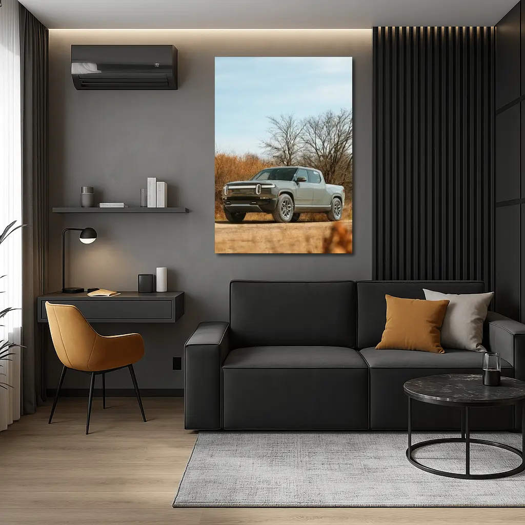 Rivian R1T Truck Autumn Bare Trees – Wall Art