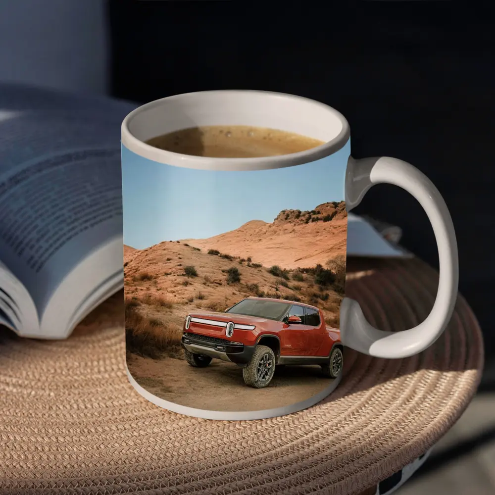 Rivian R1T Truck Desert Hills Landscape – Mugs