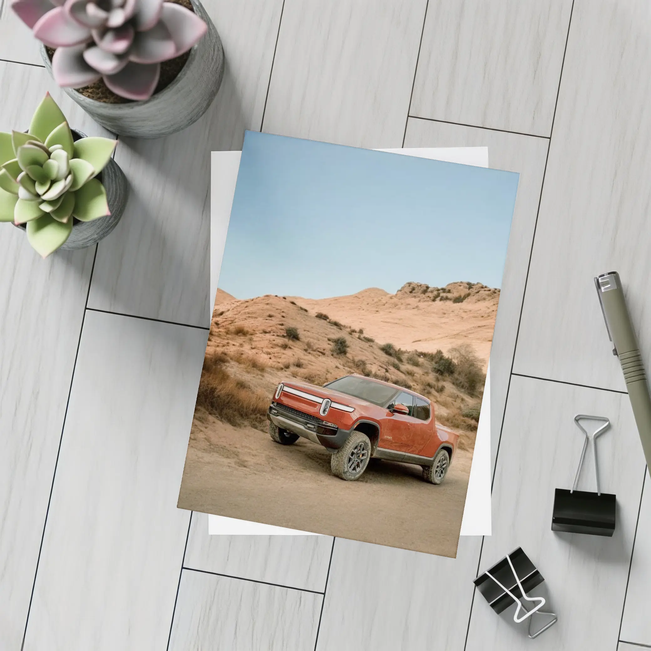 Rivian R1T Truck Desert Hills Landscape – Postcards