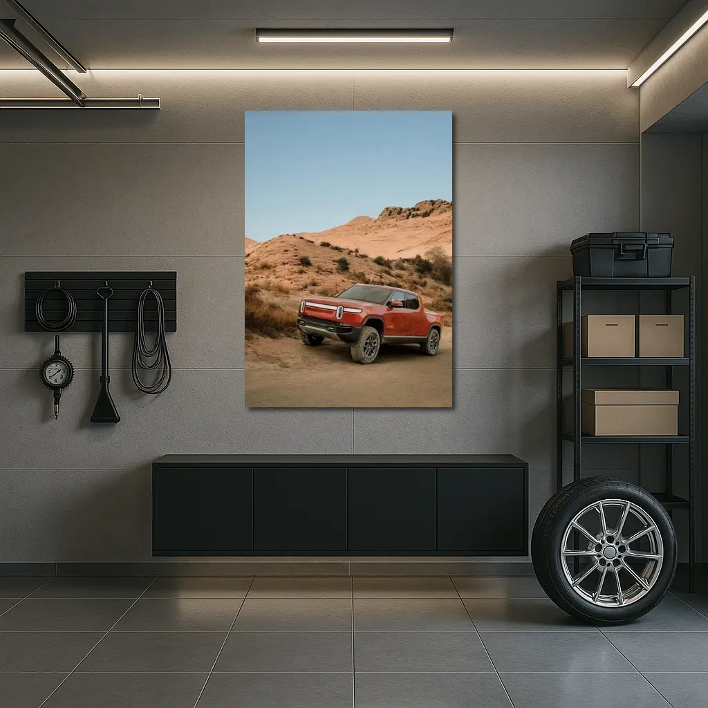 Rivian R1T Truck Desert Hills Landscape – Wall Art