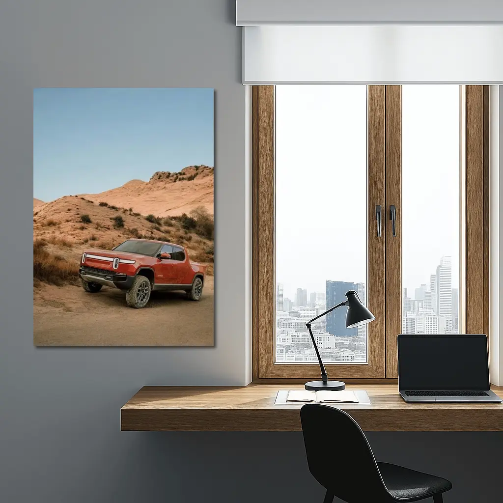 Rivian R1T Truck Desert Hills Landscape – Wall Art