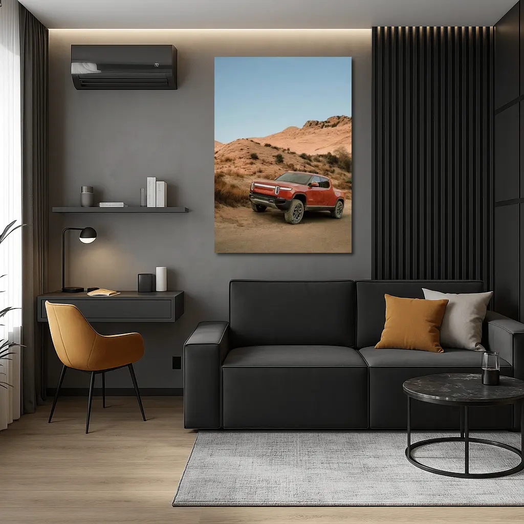 Rivian R1T Truck Desert Hills Landscape – Wall Art
