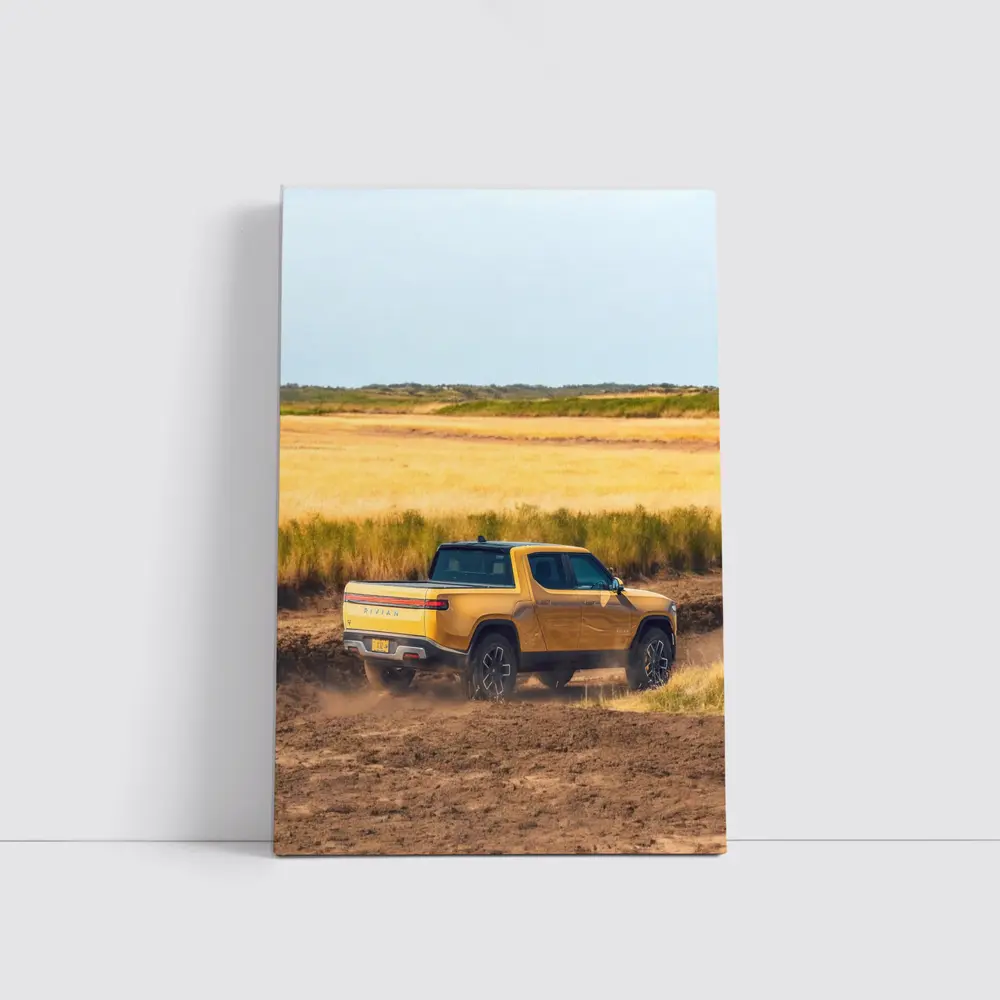 Rivian R1T Truck Dusty Golden Field – Wall Art