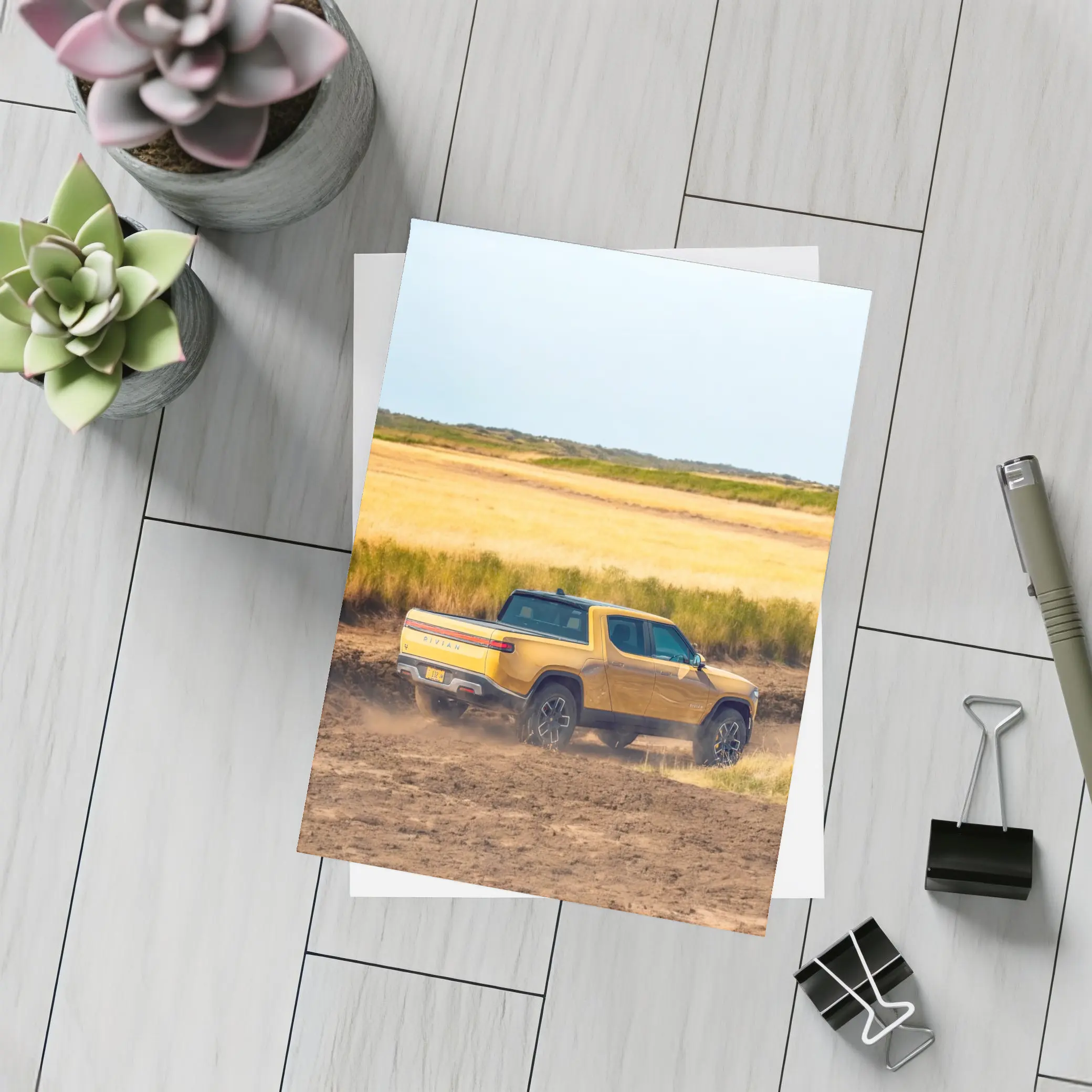 Rivian R1T Truck Dusty Golden Field – Postcards