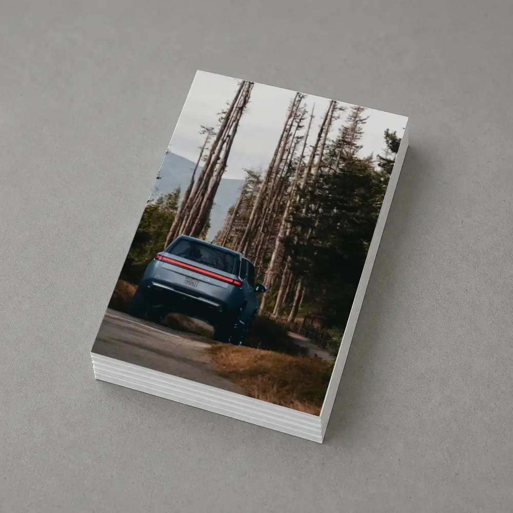 Rivian R1S SUV Winding Forest Mountain Road – Postcards