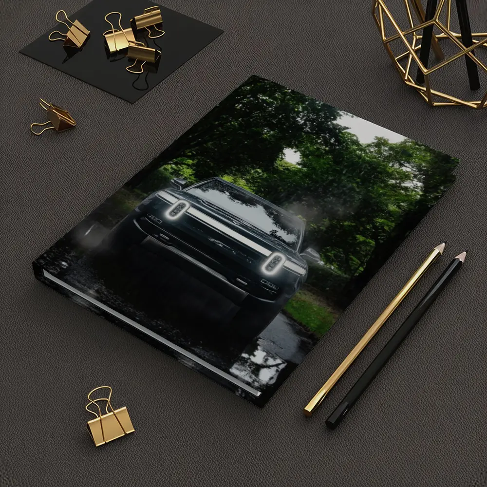 Rivian R1T Truck Rainy Forest Road – Notebooks